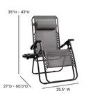 Merrick Lane Set di 2 Sedie Pieghevoli Zero Gravity Rivestite in Mesh con Cuscino Rimovibile e Vassoio Portabicchieri
