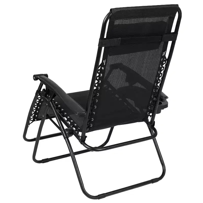 Merrick Lane Set di 2 Sedie Pieghevoli Zero Gravity Rivestite in Mesh con Cuscino Rimovibile e Vassoio Portabicchieri