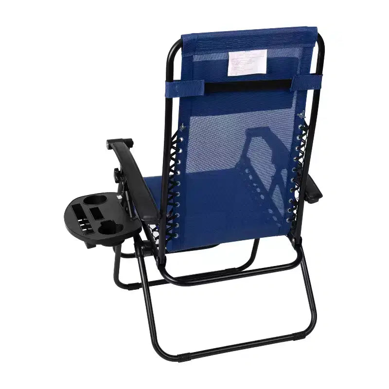 Merrick Lane Set di 2 Sedie Pieghevoli Zero Gravity Rivestite in Mesh con Cuscino Rimovibile e Vassoio Portabicchieri