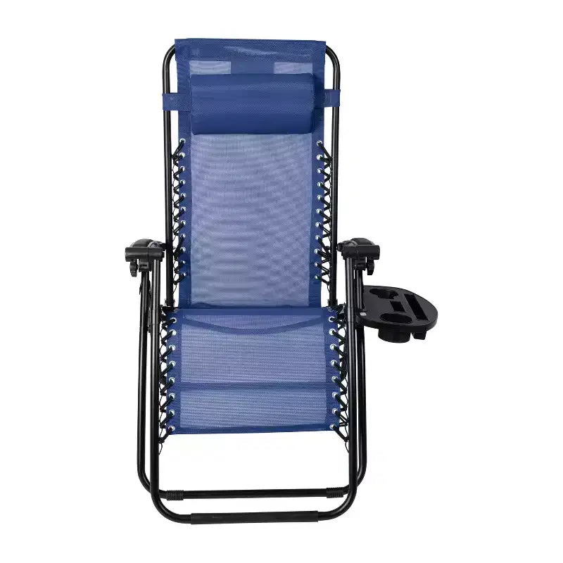 Merrick Lane Set di 2 Sedie Pieghevoli Zero Gravity Rivestite in Mesh con Cuscino Rimovibile e Vassoio Portabicchieri