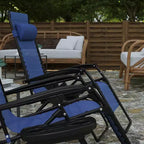 Merrick Lane Set di 2 Sedie Pieghevoli Zero Gravity Rivestite in Mesh con Cuscino Rimovibile e Vassoio Portabicchieri