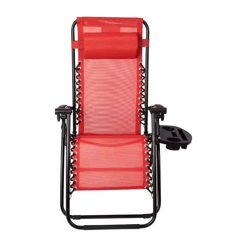 Merrick Lane Set di 2 Sedie Pieghevoli Zero Gravity Rivestite in Mesh con Cuscino Rimovibile e Vassoio Portabicchieri