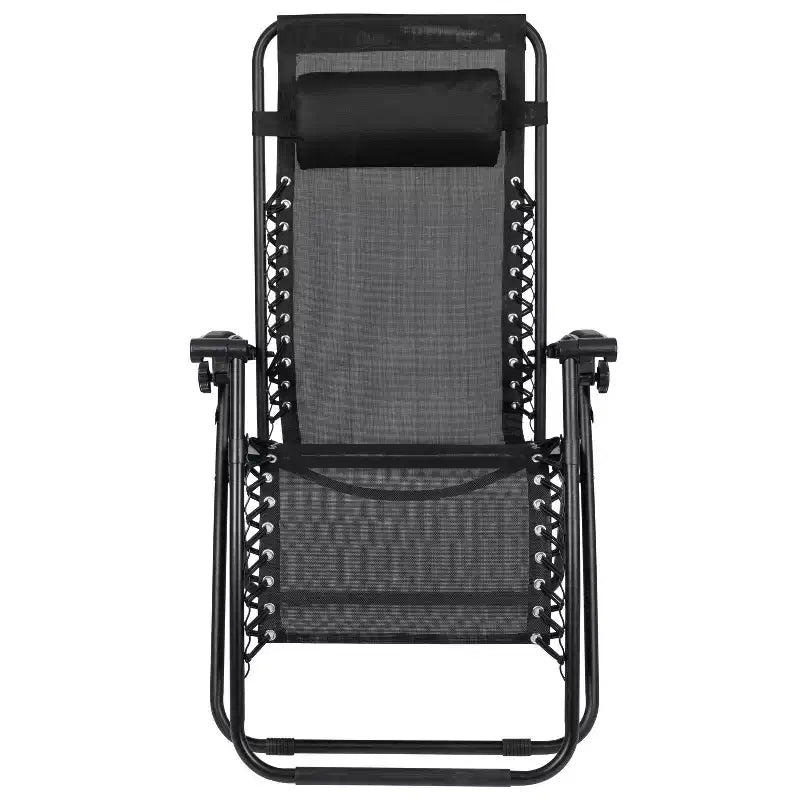 Merrick Lane Set di 2 Sedie Pieghevoli Zero Gravity Rivestite in Mesh con Cuscino Rimovibile e Vassoio Portabicchieri
