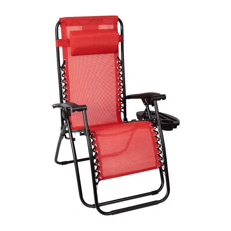 Merrick Lane Set di 2 Sedie Pieghevoli Zero Gravity Rivestite in Mesh con Cuscino Rimovibile e Vassoio Portabicchieri