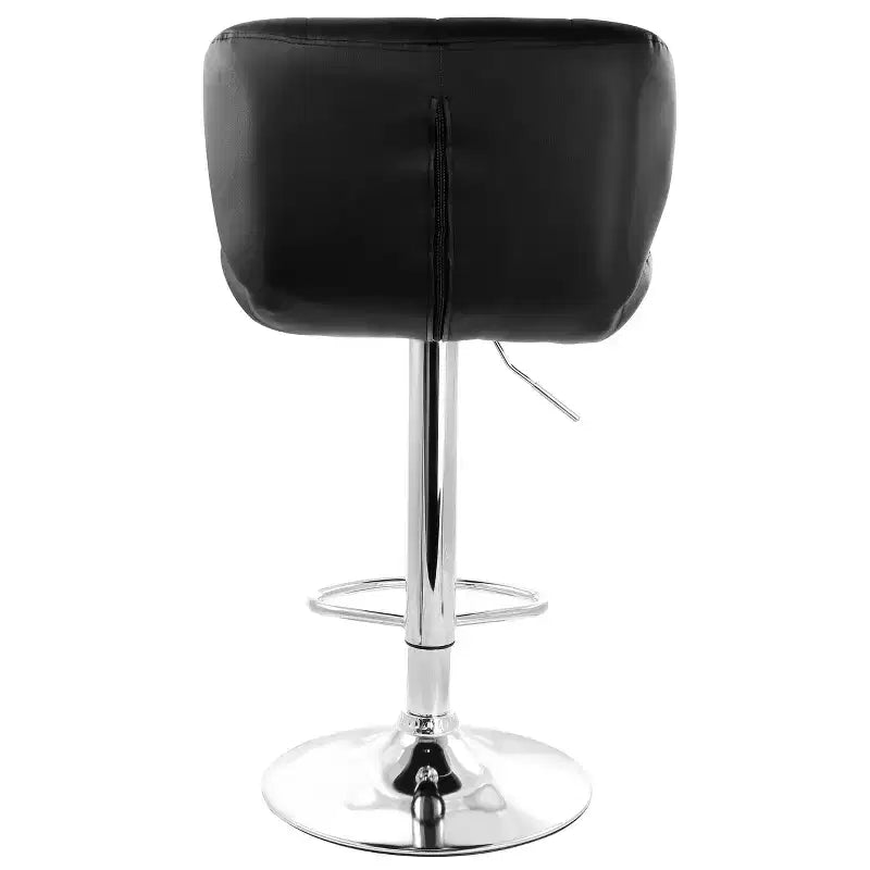 Elama 2 Piece Adjustable Faux Leather Tufted Bar Stool in Black with Chrome Base