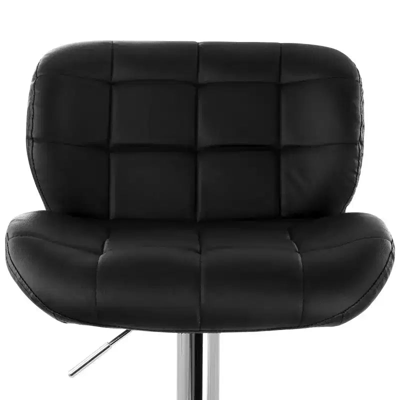 Elama 2 Piece Adjustable Faux Leather Tufted Bar Stool in Black with Chrome Base
