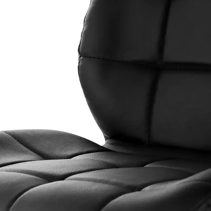 Elama 2 Piece Adjustable Faux Leather Tufted Bar Stool in Black with Chrome Base