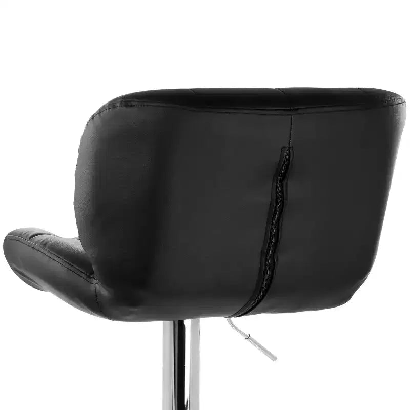 Elama 2 Piece Adjustable Faux Leather Tufted Bar Stool in Black with Chrome Base