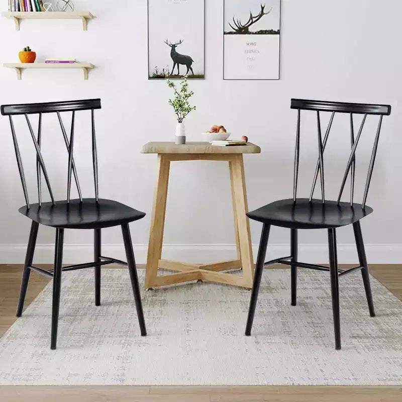 Costway Set di 2 Sedie da Pranzo Senza Braccioli con Schienale a Croce per Cucina Bistrò Caffetteria