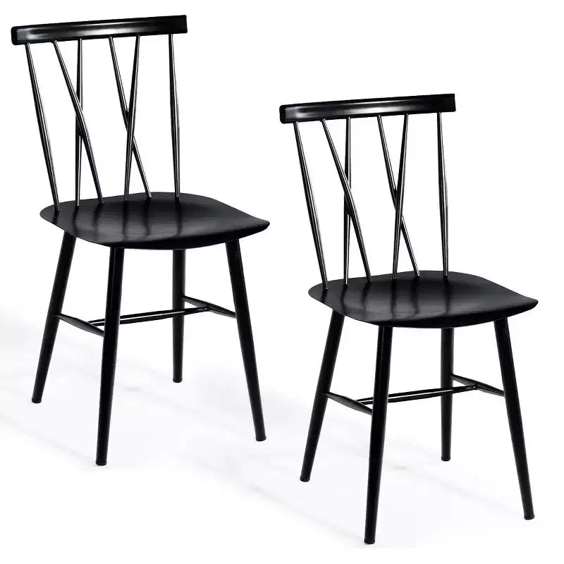 Costway Set di 2 Sedie da Pranzo Senza Braccioli con Schienale a Croce per Cucina Bistrò Caffetteria