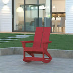 Emma and Oliver Modern All-Weather Poly Resin Adirondack Rocking Chair for Indoor/Outdoor Use