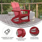 Emma and Oliver Modern All-Weather Poly Resin Adirondack Rocking Chair for Indoor/Outdoor Use