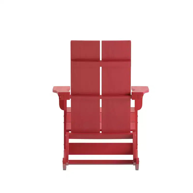 Emma and Oliver Modern All-Weather Poly Resin Adirondack Rocking Chair for Indoor/Outdoor Use
