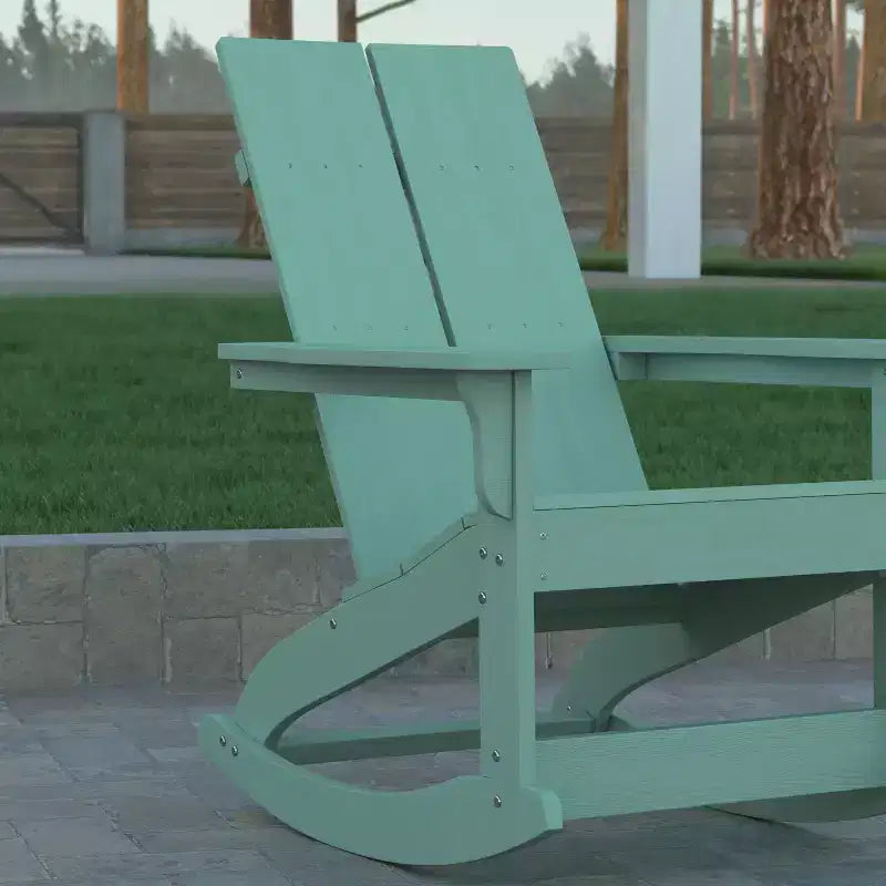 Emma and Oliver Modern All-Weather Poly Resin Adirondack Rocking Chair for Indoor/Outdoor Use