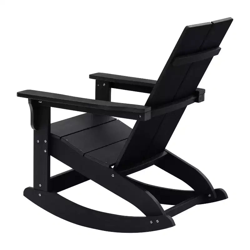Flash Furniture Finn Sedia a Dondolo Adirondack in Legno di Poliresina con 2 Doghe, Moderna, Commerciale, per Tutte le Stagioni, con Ferramenta in Acciaio Inossidabile Antiruggine
