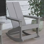 Flash Furniture Finn Sedia a Dondolo Adirondack in Legno di Poliresina con 2 Doghe, Moderna, Commerciale, per Tutte le Stagioni, con Ferramenta in Acciaio Inossidabile Antiruggine
