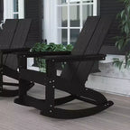 Flash Furniture Finn Sedia a Dondolo Adirondack in Legno di Poliresina con 2 Doghe, Moderna, Commerciale, per Tutte le Stagioni, con Ferramenta in Acciaio Inossidabile Antiruggine