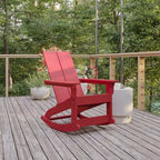 Flash Furniture Finn Sedia a Dondolo Adirondack in Legno di Poliresina con 2 Doghe, Moderna, Commerciale, per Tutte le Stagioni, con Ferramenta in Acciaio Inossidabile Antiruggine