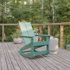 Flash Furniture Finn Sedia a Dondolo Adirondack in Legno di Poliresina con 2 Doghe, Moderna, Commerciale, per Tutte le Stagioni, con Ferramenta in Acciaio Inossidabile Antiruggine