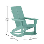 Flash Furniture Finn Sedia a Dondolo Adirondack in Legno di Poliresina con 2 Doghe, Moderna, Commerciale, per Tutte le Stagioni, con Ferramenta in Acciaio Inossidabile Antiruggine