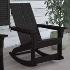 Flash Furniture Finn Sedia a Dondolo Adirondack in Legno di Poliresina con 2 Doghe, Moderna, Commerciale, per Tutte le Stagioni, con Ferramenta in Acciaio Inossidabile Antiruggine