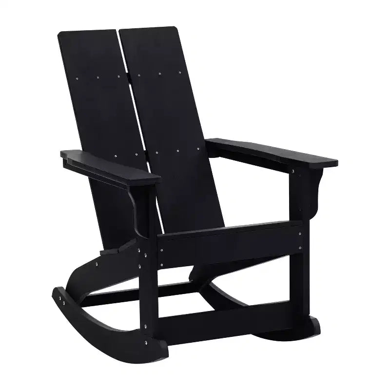 Flash Furniture Finn Sedia a Dondolo Adirondack in Legno di Poliresina con 2 Doghe, Moderna, Commerciale, per Tutte le Stagioni, con Ferramenta in Acciaio Inossidabile Antiruggine