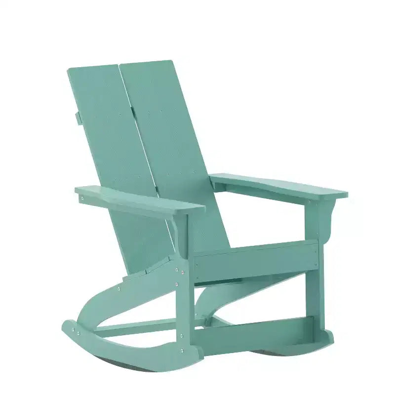 Flash Furniture Finn Sedia a Dondolo Adirondack in Legno di Poliresina con 2 Doghe, Moderna, Commerciale, per Tutte le Stagioni, con Ferramenta in Acciaio Inossidabile Antiruggine