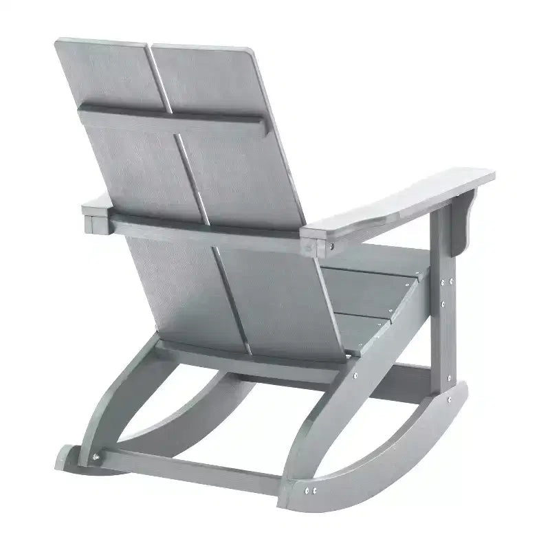 Emma and Oliver Set of 2 Modern All-Weather Poly Resin Adirondack Rocking Chairs for Indoor/Outdoor Use