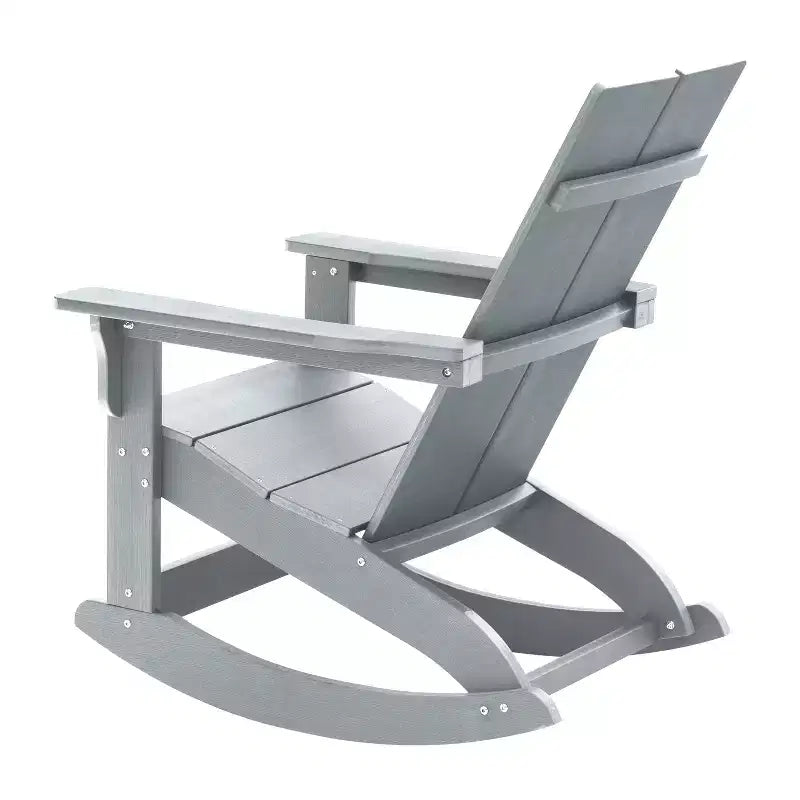 Emma and Oliver Set of 2 Modern All-Weather Poly Resin Adirondack Rocking Chairs for Indoor/Outdoor Use