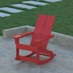Emma and Oliver Set of 2 Modern All-Weather Poly Resin Adirondack Rocking Chairs for Indoor/Outdoor Use