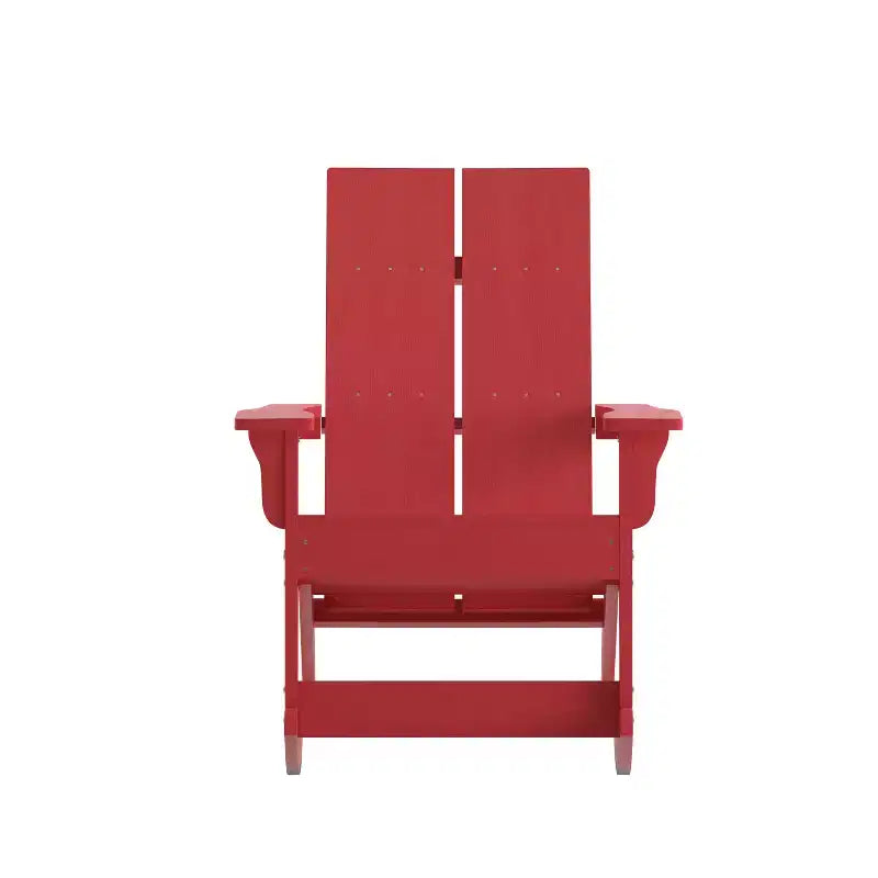 Emma and Oliver Set of 2 Modern All-Weather Poly Resin Adirondack Rocking Chairs for Indoor/Outdoor Use