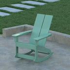 Emma and Oliver Set of 2 Modern All-Weather Poly Resin Adirondack Rocking Chairs for Indoor/Outdoor Use