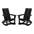 Emma and Oliver Set of 2 Modern All-Weather Poly Resin Adirondack Rocking Chairs for Indoor/Outdoor Use