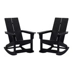 Emma and Oliver Set of 2 Modern All-Weather Poly Resin Adirondack Rocking Chairs for Indoor/Outdoor Use
