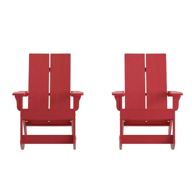 Set di 2 sedie a dondolo Adirondack moderne in poliresina per tutte le stagioni Emma and Oliver, per uso interno/esterno
