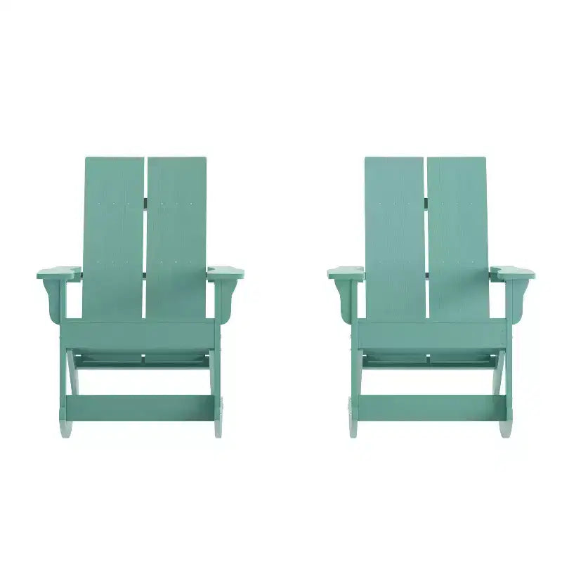 Set di 2 sedie a dondolo Adirondack moderne in poliresina per tutte le stagioni Emma and Oliver, per uso interno/esterno