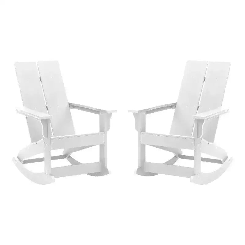 Set di 2 sedie a dondolo Adirondack moderne in poliresina per tutte le stagioni Emma and Oliver, per uso interno/esterno