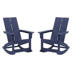 Flash Furniture Finn Modern Commercial Grade All-Weather 2-Slat Poly Resin Rocking Adirondack Chair with Rust Resistant Stainless Steel Hardware - Set of 2