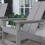 Flash Furniture Finn Moderna Poltrona a Dondolo Adirondack in Poliresina a 2 Doghe per Esterni, Grado Commerciale, con Ferramenta in Acciaio Inossidabile Antiruggine - Set da 2