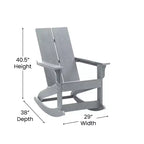 Flash Furniture Finn Moderna Poltrona a Dondolo Adirondack in Poliresina a 2 Doghe per Esterni, Grado Commerciale, con Ferramenta in Acciaio Inossidabile Antiruggine - Set da 2