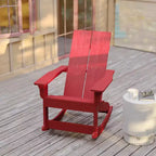 Flash Furniture Finn Moderna Poltrona a Dondolo Adirondack in Poliresina a 2 Doghe per Esterni, Grado Commerciale, con Ferramenta in Acciaio Inossidabile Antiruggine - Set da 2