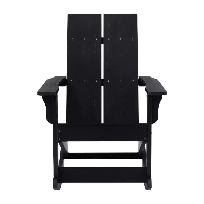 Flash Furniture Finn Moderna Poltrona a Dondolo Adirondack in Poliresina a 2 Doghe per Esterni, Grado Commerciale, con Ferramenta in Acciaio Inossidabile Antiruggine - Set da 2