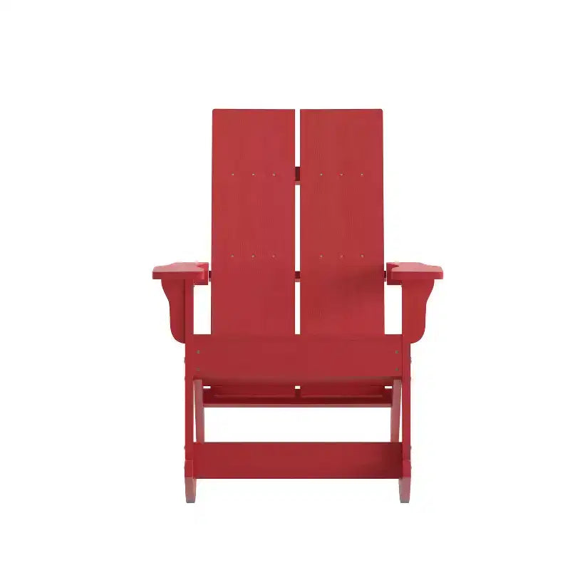 Flash Furniture Finn Moderna Poltrona a Dondolo Adirondack in Poliresina a 2 Doghe per Esterni, Grado Commerciale, con Ferramenta in Acciaio Inossidabile Antiruggine - Set da 2
