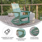 Flash Furniture Finn Moderna Poltrona a Dondolo Adirondack in Poliresina a 2 Doghe per Esterni, Grado Commerciale, con Ferramenta in Acciaio Inossidabile Antiruggine - Set da 2