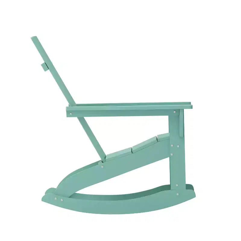 Flash Furniture Finn Moderna Poltrona a Dondolo Adirondack in Poliresina a 2 Doghe per Esterni, Grado Commerciale, con Ferramenta in Acciaio Inossidabile Antiruggine - Set da 2