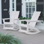 Flash Furniture Finn Moderna Poltrona a Dondolo Adirondack in Poliresina a 2 Doghe per Esterni, Grado Commerciale, con Ferramenta in Acciaio Inossidabile Antiruggine - Set da 2