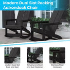 Flash Furniture Finn Moderna Poltrona a Dondolo Adirondack in Poliresina a 2 Doghe per Esterni, Grado Commerciale, con Ferramenta in Acciaio Inossidabile Antiruggine - Set da 2
