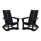 Flash Furniture Finn Moderna Poltrona a Dondolo Adirondack in Poliresina a 2 Doghe per Esterni, Grado Commerciale, con Ferramenta in Acciaio Inossidabile Antiruggine - Set da 2
