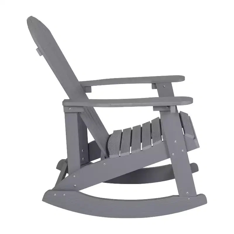 Merrick Lane All-Weather Polyresin Adirondack Rocking Chair with Vertical Slats