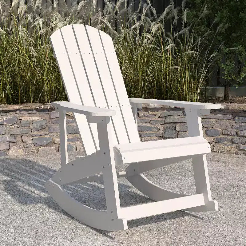 Merrick Lane All-Weather Polyresin Adirondack Rocking Chair with Vertical Slats